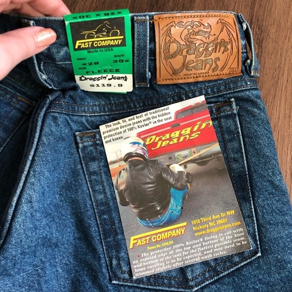 DRAGGIN JEANS Kevlar Lined 28x30 Motorcycle Pants Fast Company Vintage NWT Denim - Picture 4 of 8